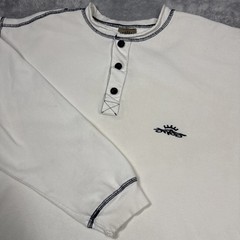 Vintage Jnco Shirt Henley Long Sleeve Men (XL) Size 2 White Distressed Stained