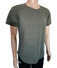Men’s Tee Shirts Curved Hem Ruched Sleeve T-shirts For Men