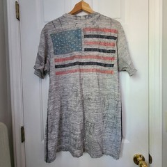 Affliction Freedom Defender Flag Foil T Shirt Sz XL Grey Red Blue Patriotic
