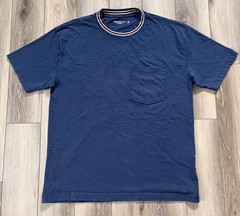 Abercrombie & Fitch Men’s Sz Small Blue Pocket T-Shirt Striped Collar Crew Neck