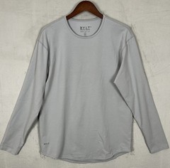 Bylt Drop Cut Lux Long Sleeve Shirt Men’s XL Grey Solid Stretch Gym Performance