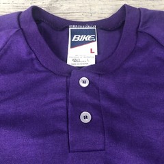 VTG BIKE Athletic Purple T-Shirt SZ L Single Stitch 2 button Shirt Sleeve