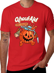 Men’s Halloween Ghoul Aid Pumpkin Graphic T-Shirt – 100% Cotton Short Sleeve Cre