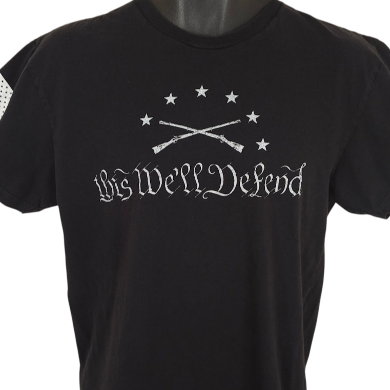 This We Will Defend T Shirt Mens Size Medium Black Grunt Style Military Militia