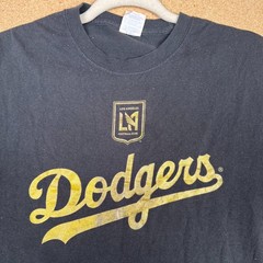 LAFC x LA Dodgers T-Shirt Adult Medium Black Gold Port & Company Core Blend