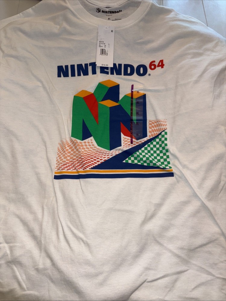 Nintendo 64 T Shirt Mens XL Graphic Tee White Retro Gaming N64 NWT