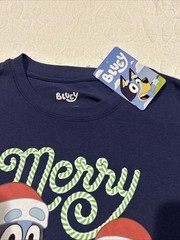 Bluey & Bingo Christmas T-Shirt Dark Blue Youth Size 10-12 New w/ tag Free Ship
