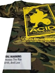 ACID Cigars Tobacco Camouflage Army Camo Green Dirt Bike T Shirt Mens SMALL