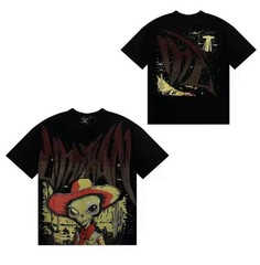 Alien Cowboy T-Shirt Black Graphic Tee XL Streetwear XL