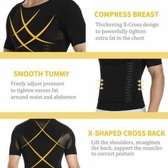 Men’s Slimming Body Shaper Vest T-Shirt Compression Tank Tummy Control Shapewear