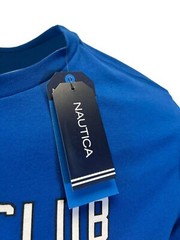 Nautica Men’s Blue T-Shirt Yacht Club Graphic Tee (S08)