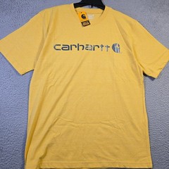Carhartt Shirt Mens Medium Yellow Work Wear Outdoors Loose Fit Casual Logo NWT