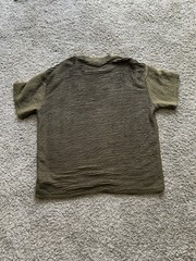 Olive Green Crew Neck Ribbed Short Sleeve Large