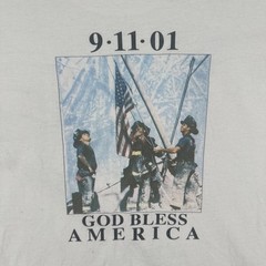 Vintage Hanes Heavyweight 50/50 Large White T Shirt 9-11-01 God Bless America