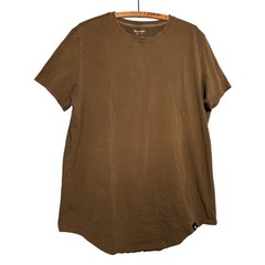 YoungLA Mens XL Brown Curved Hem Gym T-Shirt Short Sleeve Scoop Bottom Tee