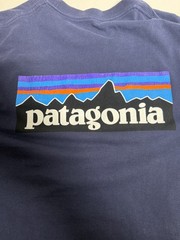 Patagonia Worn Wear Mens Long Sleeve T Shirt Blue Large Big Logo Cotton Tee