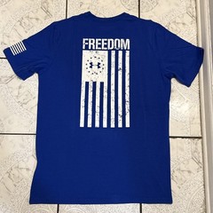 Under Armour UA Freedom Flag Logo Short Sleeve T-Shirt Royal Blue Men’s Sz Large
