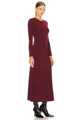 All Saints L/S Maxi Dress Womens Orchid Red Katlyn Designer Viscose Stretch