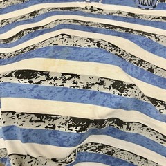 VTG Wilson Henley Shirt High Waisted Distressed Made In Lesotho Sz L Striped AOP