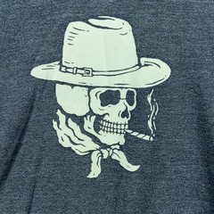 Lucky Brand Venice Burnout Shirt Mens XL Charcoal Grey Skull Cowboy Long Sleeve