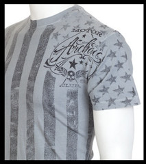 ARCHAIC by AFFLICTION Silver NATION USA FLAG Short Sleeve Slim Fit T-shirt NWT