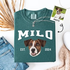 Custom Dog Portrait Comfort Tee Personalized Pet Photo Shirt Gift