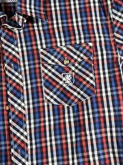 Stacy Adams Men Shirt Short Sleeve Plaid Button Up XL Red White Blue B-8