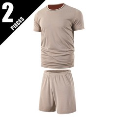 2-Piece Men’s Set Summer Short Sleeved Set Solid Color Quick Drying Sports Loose