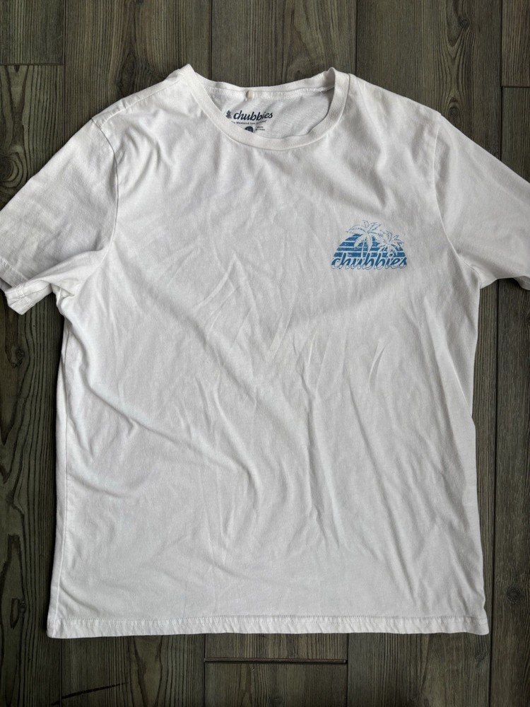 Chubbies Men’s The Weekend Has Arrived White Graphic T Shirt Short Sleeve Size L