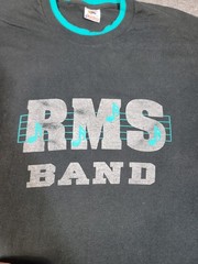 Vtg 90s Fruit of the Loom RMS Band Double Collar & Sleeve Black Teal Sz L