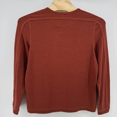 Johnston & Murphy Mens Shirt Large Burnt Orange Split Neck Long Sleeve Slub Knit