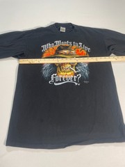 VTG Just Brass 3D Emblem 80s Who Wants to Live Forever Long Sleeve T-Shirt Sz XL