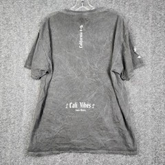 On The Low Cali Vibes T-Shirt Mens Medium Gray Acid Wash Santa Monica Graphic