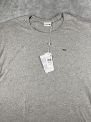Lacoste Shirt Mens 3XLB Gray Pima Cotton Crewneck Croc Short Sleeve NWOT Big