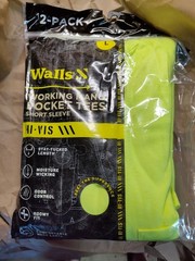 NEW Walls Short Sleeve Working Man’s Pocket Tees 2 Pack – Large Hi-Vis