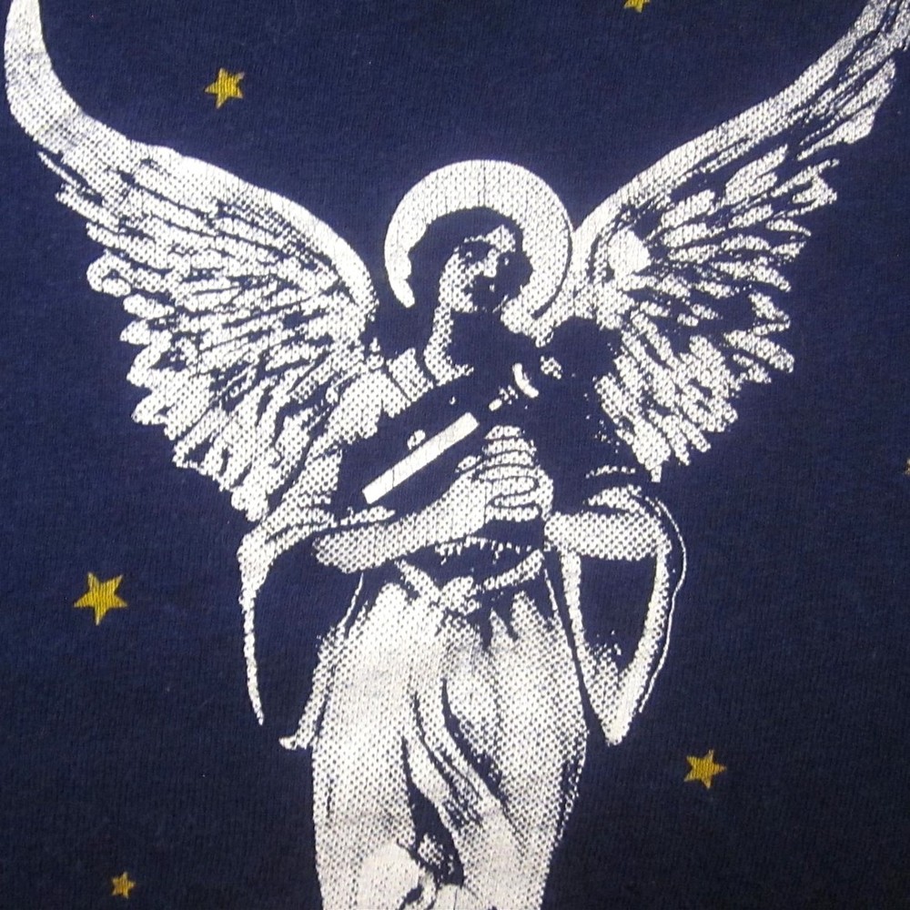 UNIVERSITY COMMUNITY VIDEO vtg tee XL Michigan T shirt angel 8mm camera 1980s