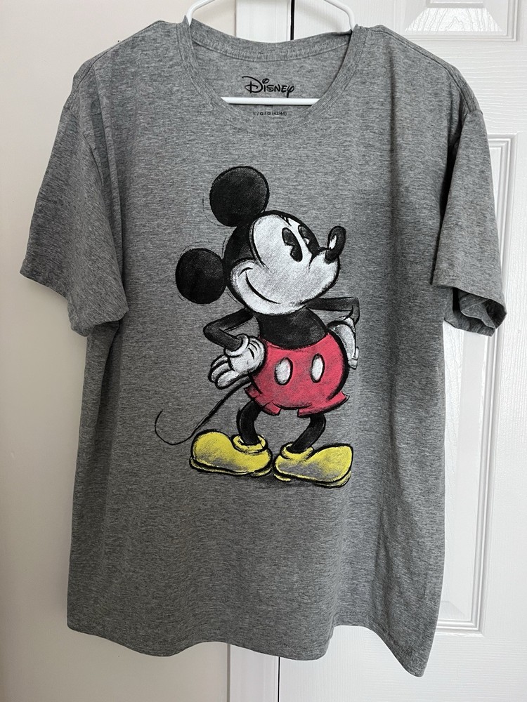 Vintage Mickey Mouse Heather Gray Tee Shirt Size Large 42/44 Unisex