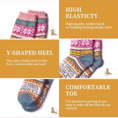 5 Pair Fuzzy Cozy Socks Women Warm Soft Casual Home Sleep Winter Wool