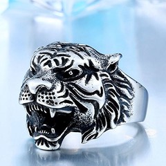 Mens Fashion Jewelry Rings, 316L Stainless Steel rings Animal Roar Tiger Ring…