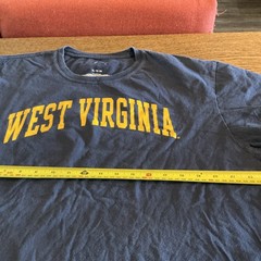 West Virginia University Adult T-Shirt Distressed Primary Logo, Navy, S-5XL