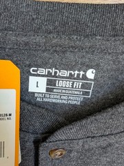 NWT Carhartt Pocket Henley T-Shirt Mens Large Dark Gray Loose Fit Heavyweight