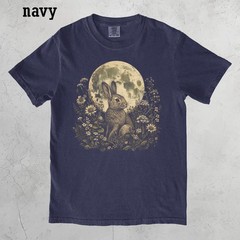 Moonlit Floral Bunny Graphic Comfort Tee Nature Animal Shirt