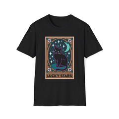 Women’s Lucky Stars Black Cat Tarot Short Sleeve T Shirt
