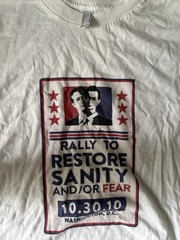 Rally To Restore Sanity And Or Fear White 2X T Shirt Jon Stewart Stephen Colbert