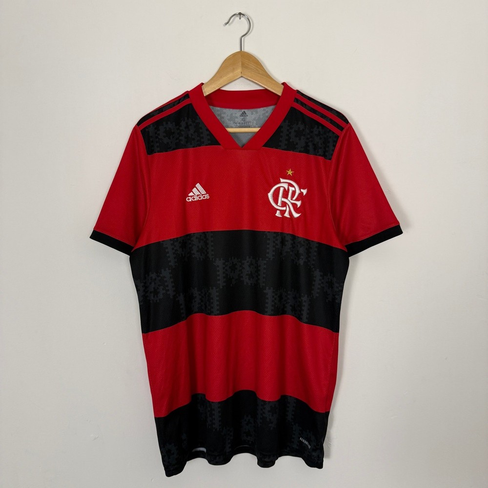 Adidas Flamengo Brazil FIFA Soccer Football Sports Jersey Large Red Black