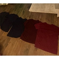 Set of Graphic T-Shirts in Black, Blue, and Red
