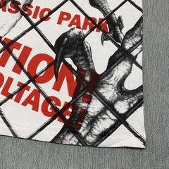 Vintage Jurassic Park Shirt XL Velociraptor AOP Cage Danger 1993 Movie Promo 90s