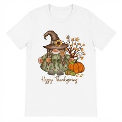 Watercolor Thanksgiving Gnome Pumpkin Fall Leaves Graphic T-shirt For Men Women