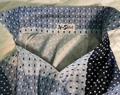 Alan Stuart VTG Size Medium Abstract Shirt Blue Polka Dot V-Neck Collar Pullover