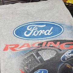 Vintage 90s Checkered Flag Sports Ford Racing “Hear The Thunder” Double Sided…